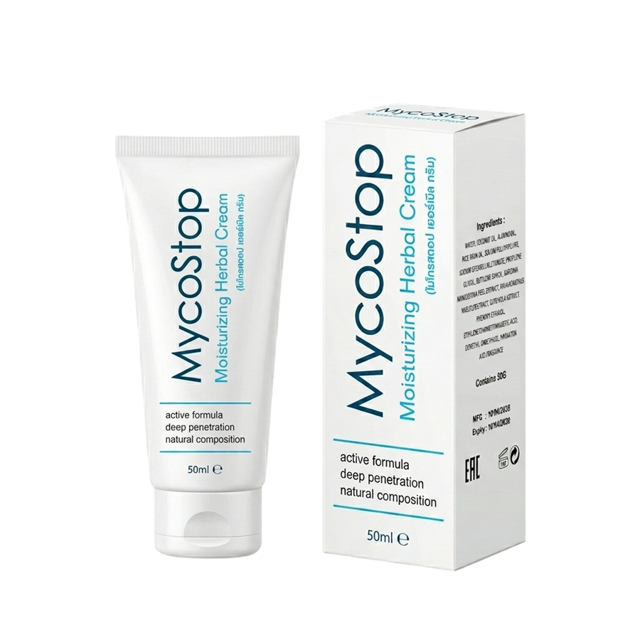 กล่องครีม MycoStop สำหรับดูแลผิวจากเชื้อรา